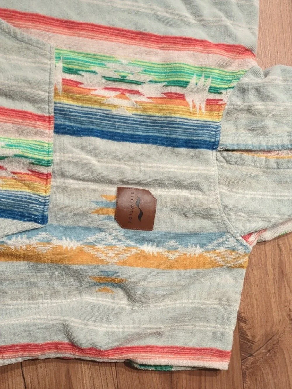 Slowtide Kids Hooded Poncho in Light Blue Stripe